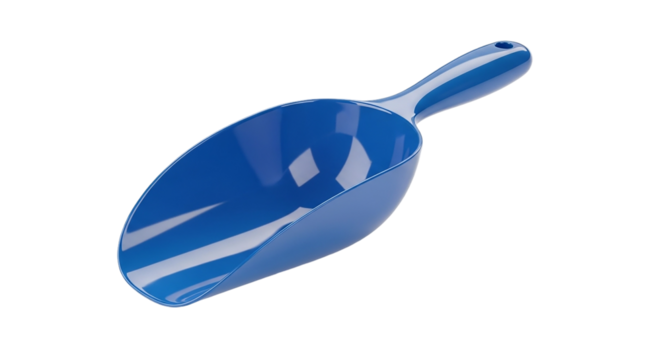 A vibrant blue plastic scoop ready to serve ice flour or dry goods with precision perfect for on transparent background