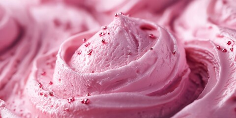 Delightful pink frosting with decorative sprinkles resting on a cake ready for celebration