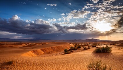 Desert Scene With Dramatic Sky