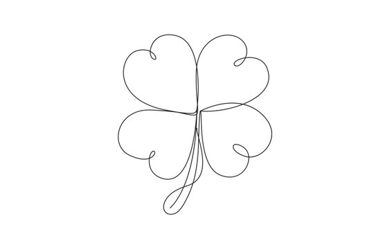 four-leaf clover continuous line art drawing