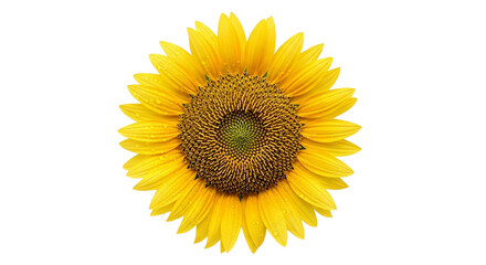 Fototapeta premium A bright cheerful sunflower radiating warmth and summer joy its petals glistening against pure on transparent background