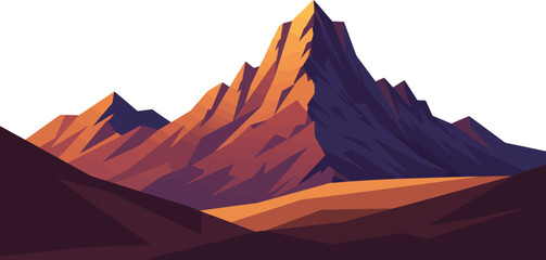 Sunrise Mountain Landscape Vector - Golden Peaks and Desert Hills Minimal Poster Art
