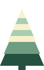 Minimal Christmas Tree Illustration - Layered Geometric Green Triangles Modern Holiday Poster, Scandinavian Style Vector for Greeting Card Wall Art and Branding