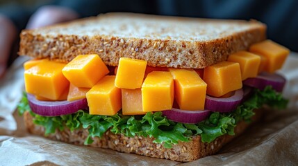 Close-up of a hearty sandwich