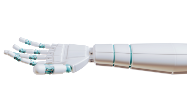 AI robotic arm isolate on white background