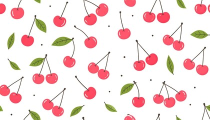 Cute cherry pattern on white background (1)