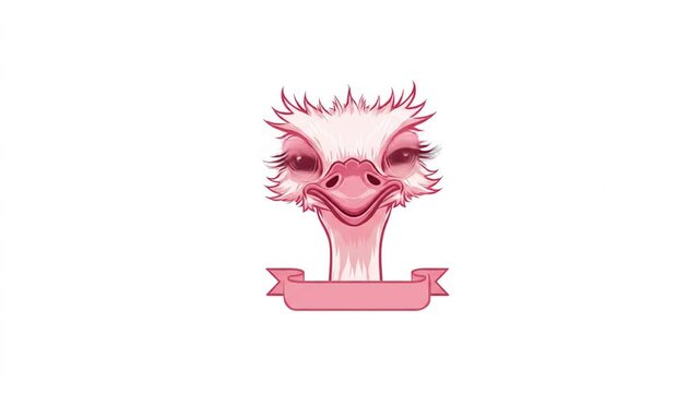 Pink ostrich head illustration