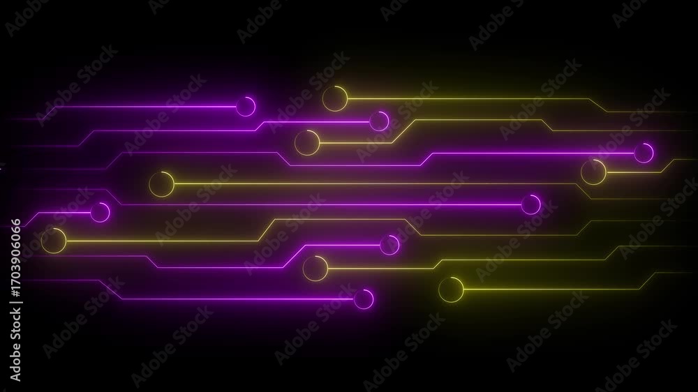 Aufkleber abstract digital circuit board technology background | neon cyan line circuit animation for internet