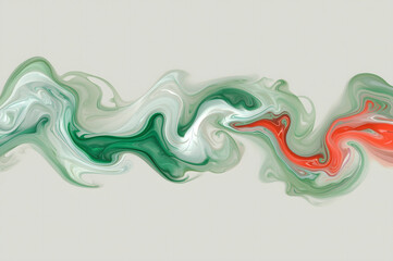 Abstract Green, White, and Red Fluid Ink Background