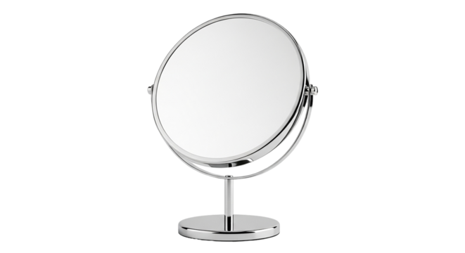 A sleek vanity mirror reflecting potential and promise ready to capture your beauty routine in on transparent background