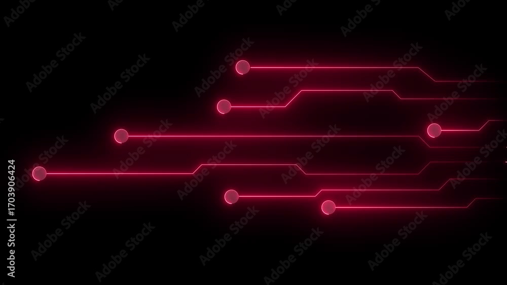 Poster a network of neon pathways lights up the darkness. the red luminous pathways branch out like circuit