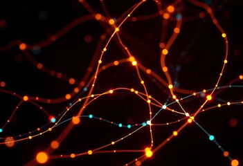 Abstract glowing network data streams on dark background,  connection,  corporate