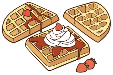 Delicious Waffles with Strawberries and Whipped Cream A Sweet Treat Perfect for Breakfast or Dessert