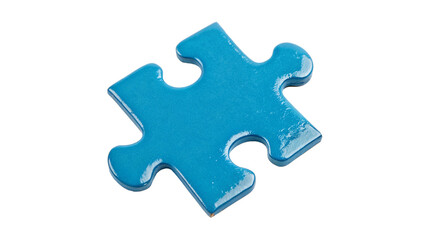 Obraz premium Single Bright Blue Puzzle Piece – Game and Educational Toy Isolated on Transparent Background