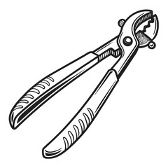Monochrome Illustration of Groove Joint Pliers A Versatile Tool for Gripping and Turning Objects With Ribbed Handles