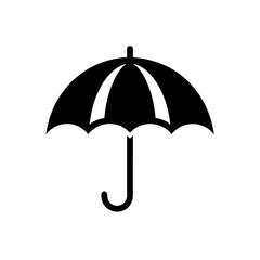 Simple umbrella black icon on transparent background silhouette