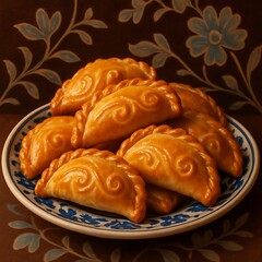 Deliciously Decorated Pastries on a Decorative Plate