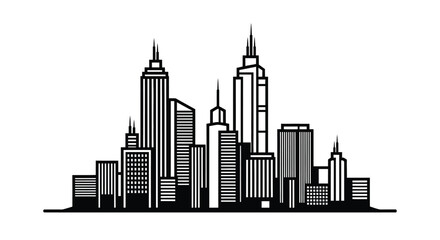 Obraz premium Modern Cityscape Skyline Silhouette Illustration