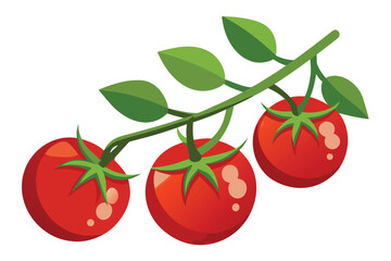 Vibrant Cluster of Tomatoes with Lush Green Leaves A Colorful and Appetizing Still Life Vegetable Medley