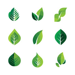 Collection of Green Leaf Logos for Eco-Friendly Brands