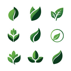 Collection of Green Leaf Logos for Eco-Friendly Brands