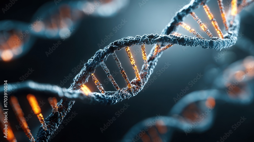 Aufkleber a detailed 3d rendering of a dna double helix emphasizes the intricate structure of genetic material