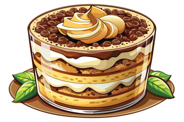 Delicious Isometric Tiramisu Dessert with Coffee Flavors and Cocoa Powder, a Sweet Italian Treat, Served in a Square Glass