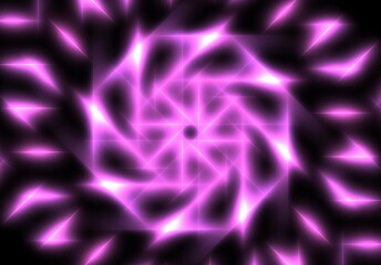 abstract geometric neon light lines kaleidoscope mandala art Vibrant neon spiral design with glowing purple, pink, and yellow rays. Perfect for futuristic backgrounds, posters, or digital art