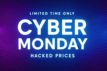 Obraz premium Cyber Monday Super Sale Promotion Banner with Bold Typography for Online Shopping Discount