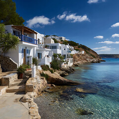 Whitewashed Houses on a Sunny Mediterranean Coastline