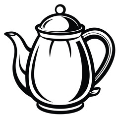 Charming Cartoon Teapot Illustration with Elegant Handle and Decorative Bands Adds a Touch of Whimsy to Tea Time