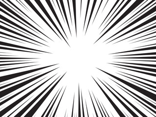 Manga comic explosion, motion or movement effect, vector background. Manga anime cartoon radial speed lines and abstract pattern for comic book burst, flash ray or explode bang action	