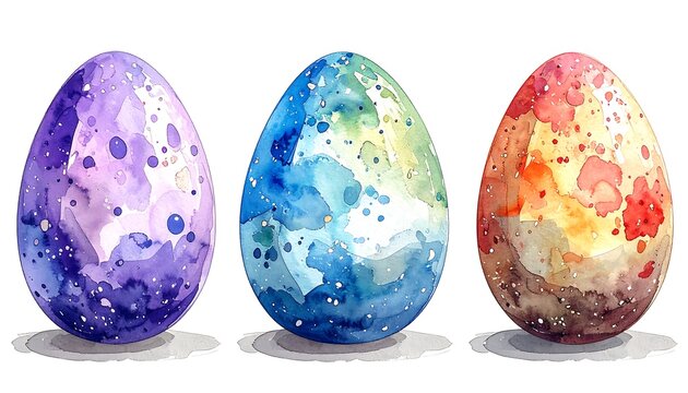 Watercolor Easter eggs in vibrant colors