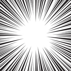 Naklejka premium Manga comic explosion, motion or movement effect, vector background. Manga anime cartoon radial speed lines and abstract pattern for comic book burst, flash ray or explode bang action 