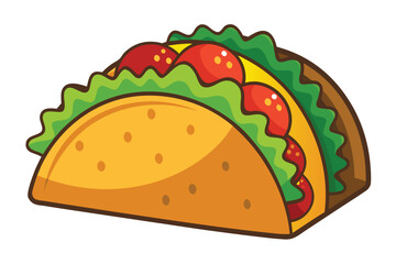 Whimsical Cartoon Tacos Stacked Together with Colorful Fillings and Detailed Textures Creating a Playful and Delicious Food Illustration