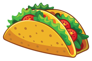 Whimsical Cartoon Tacos Stacked Together with Colorful Fillings and Detailed Textures Creating a Playful and Delicious Food Illustration