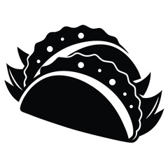 Black and White Tacos Stacked Together with Detailed Textures Creating a Playful and Delicious Food Illustration