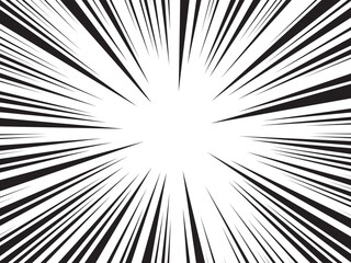 Obraz premium Manga comic explosion, motion or movement effect, vector background. Manga anime cartoon radial speed lines and abstract pattern for comic book burst, flash ray or explode bang action 