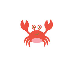 Cute Cartoon Red Crab with Smile – Vector Illustration of Happy Sea Animal