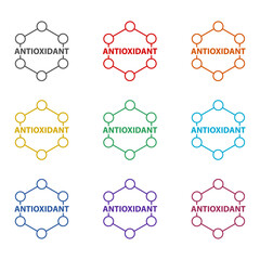 Antioxidant formula  icon isolated on white background. Set icons colorful