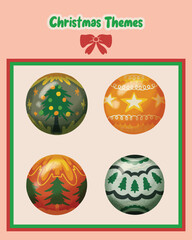 Elegant Christmas ball and lamp decoration vector set designed for festive projects