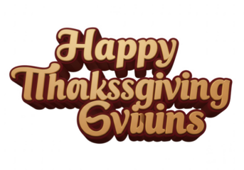 Retro style happy thanksgiving text with a warm glow isolated on transparent background