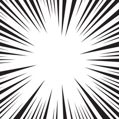 Naklejka premium Manga comic explosion, motion or movement effect, vector background. Manga anime cartoon radial speed lines and abstract pattern for comic book burst, flash ray or explode bang action 
