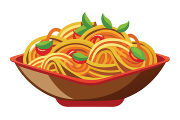 Stylized Bowl of Noodles with Vegetables and Spices A Culinary Delight Artwork Displaying Hot Flavor