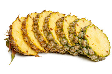 Photo of pineapple taken with a high-resolution camera stacking focus technic using on a white background.