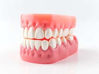 Obraz premium Realistic dental model showcasing upper and lower teeth with gum detail on a plain background