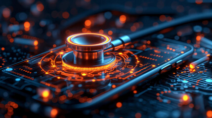 Digital Health Technology &ndash; Smartphone with Stethoscope Concept