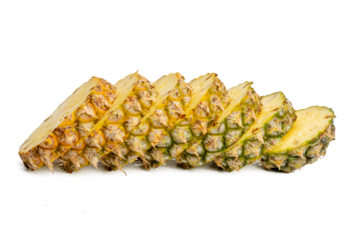 Photo of pineapple taken with a high-resolution camera stacking focus technic using on a white background.
