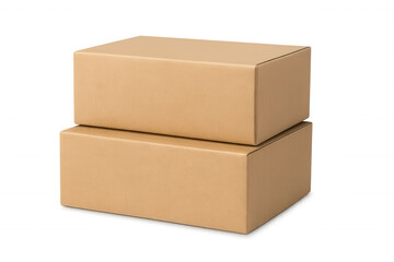 Obraz premium Stacked brown cardboard shipping boxes sitting neatly on transparent surface, prepared for packaging needs