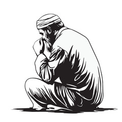 vector illustration of a Muslim man praying